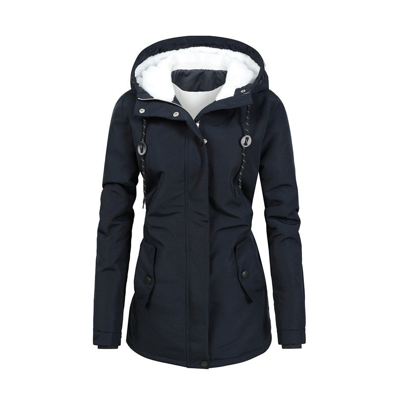 Women - Hooded Jacket - Warm Fleece Lining - Stylish and Comfortable Jacket for Fashion-Forward Women