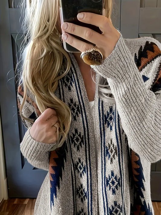 Cardigan with ethnic print