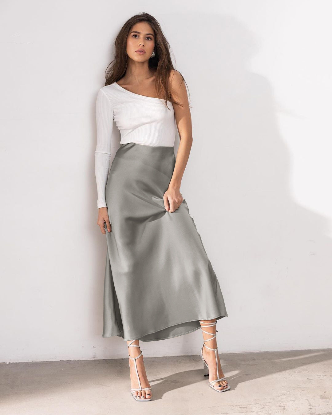 Stylish skirt with high waist Silky Ice Silk Skirt