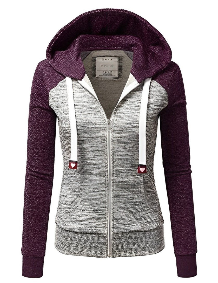 Women - Hoodie - Soft Striped Fabric with Zip Fastening - Stylish & Comfortable Outerwear