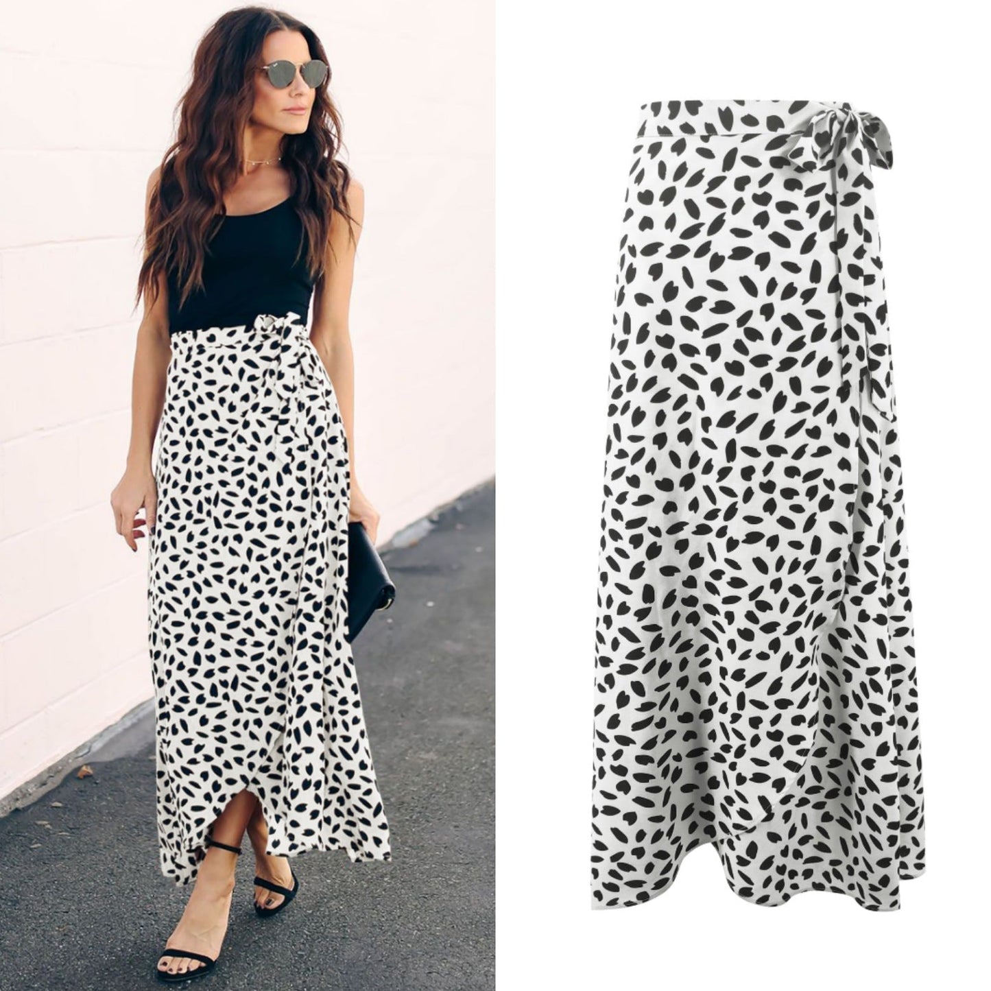 Leopard pattern long loose skirt