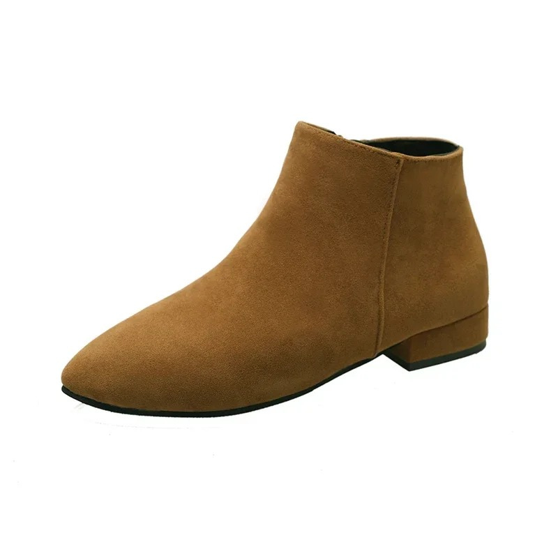 Women's Ankle Boots with Flat Heel and Minimalist Design