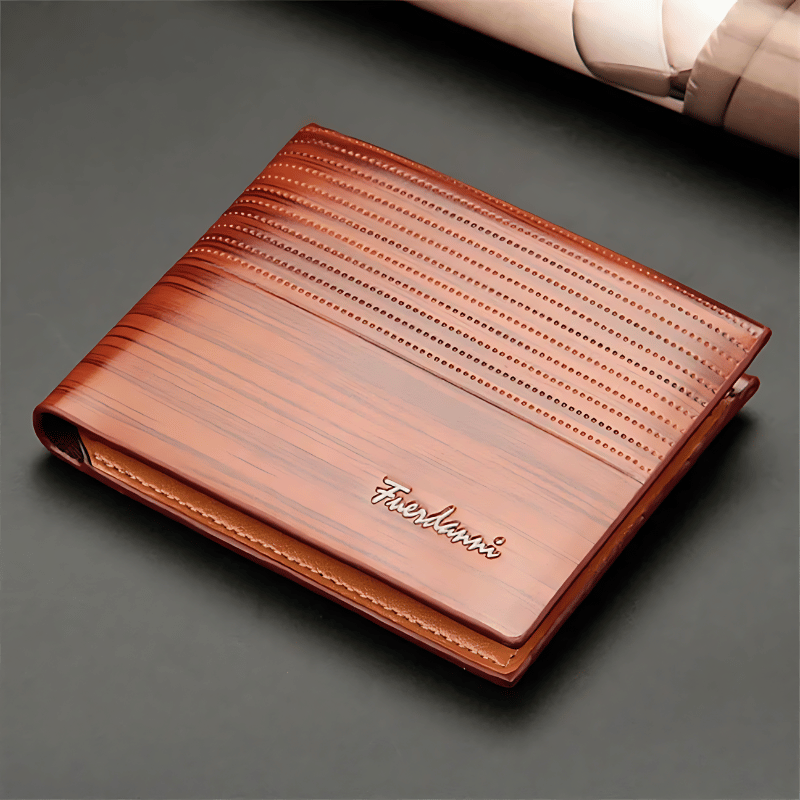 Elegant wooden wallet with groove detail