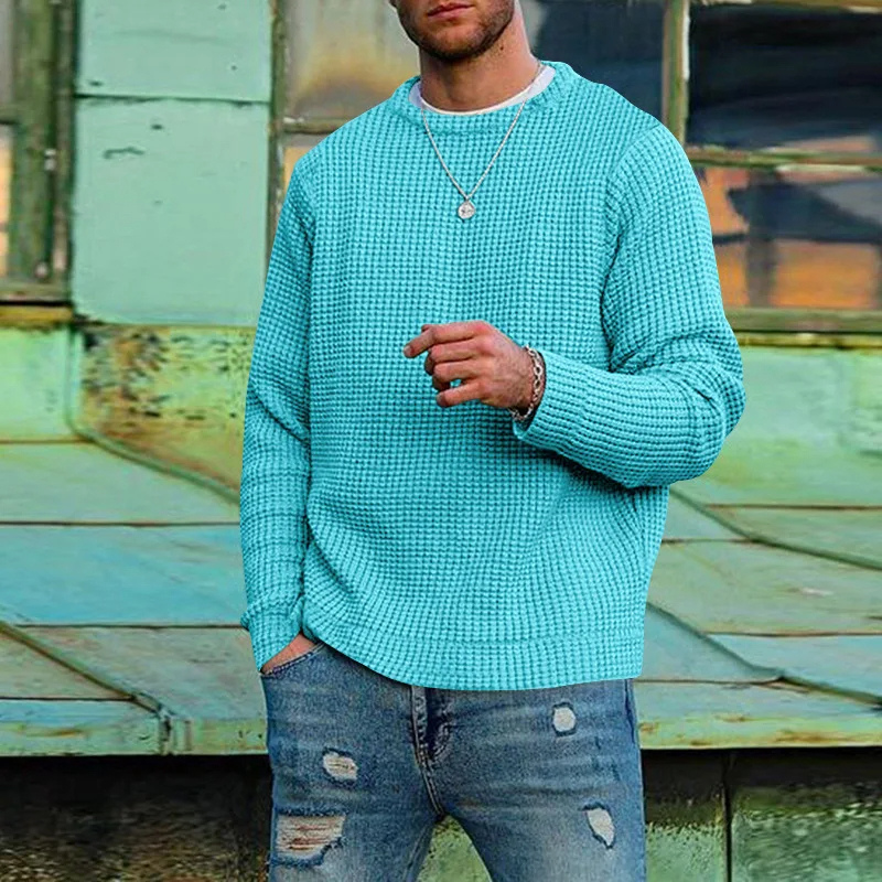 Textured round neck men's jumper for casual street style