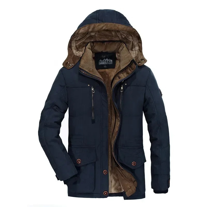 Warm parka jacket for men with soft lining and hood