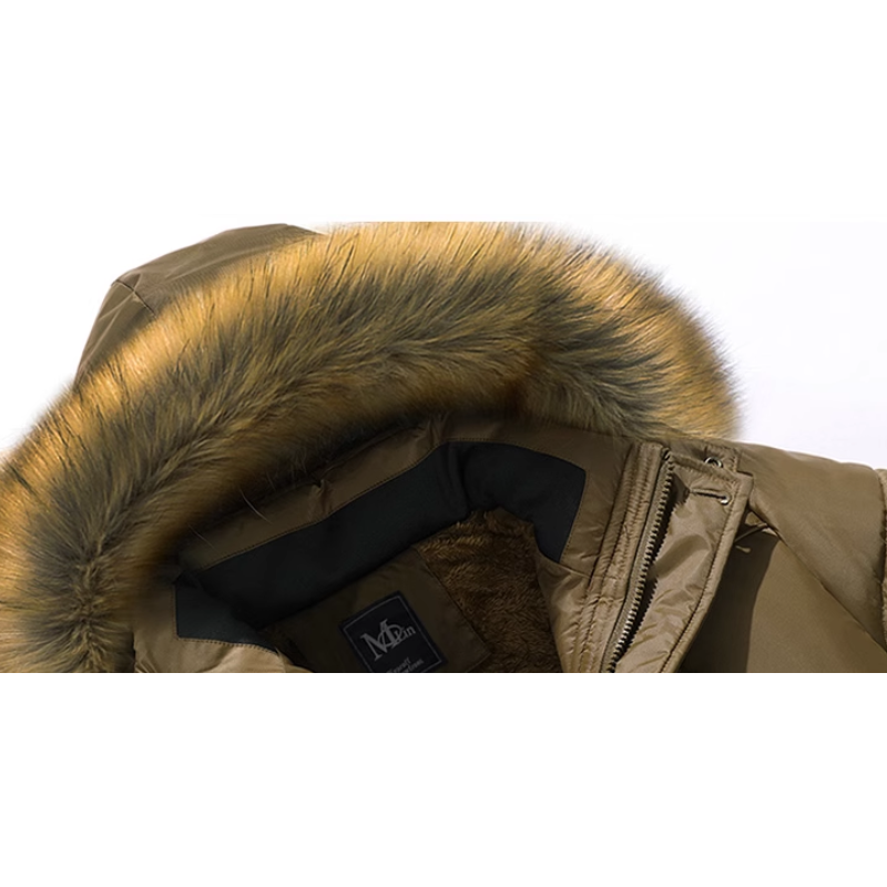 Men's Parka Winter Jacket With Warm Lining And Detachable Fur Collar