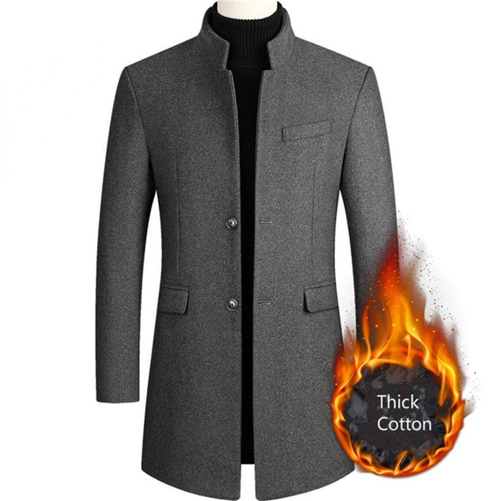 Modern stand-up collar coat with slim fit