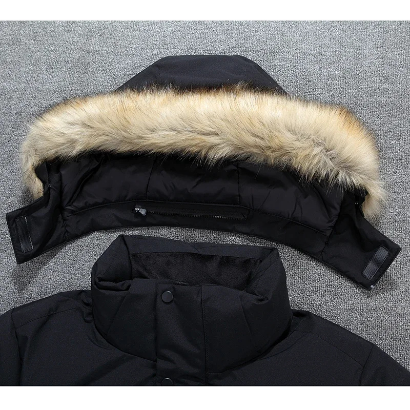 Men's parka winter jacket with fur hood and thick padding