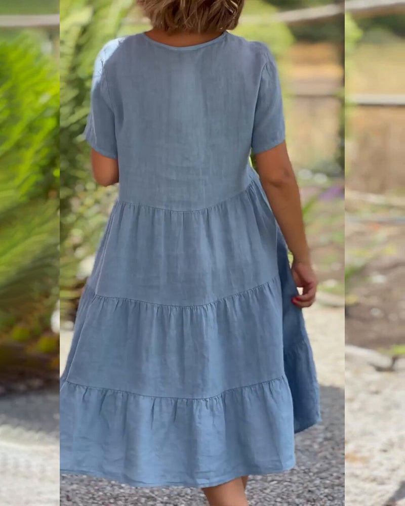 Cotton layered dress for relaxed days