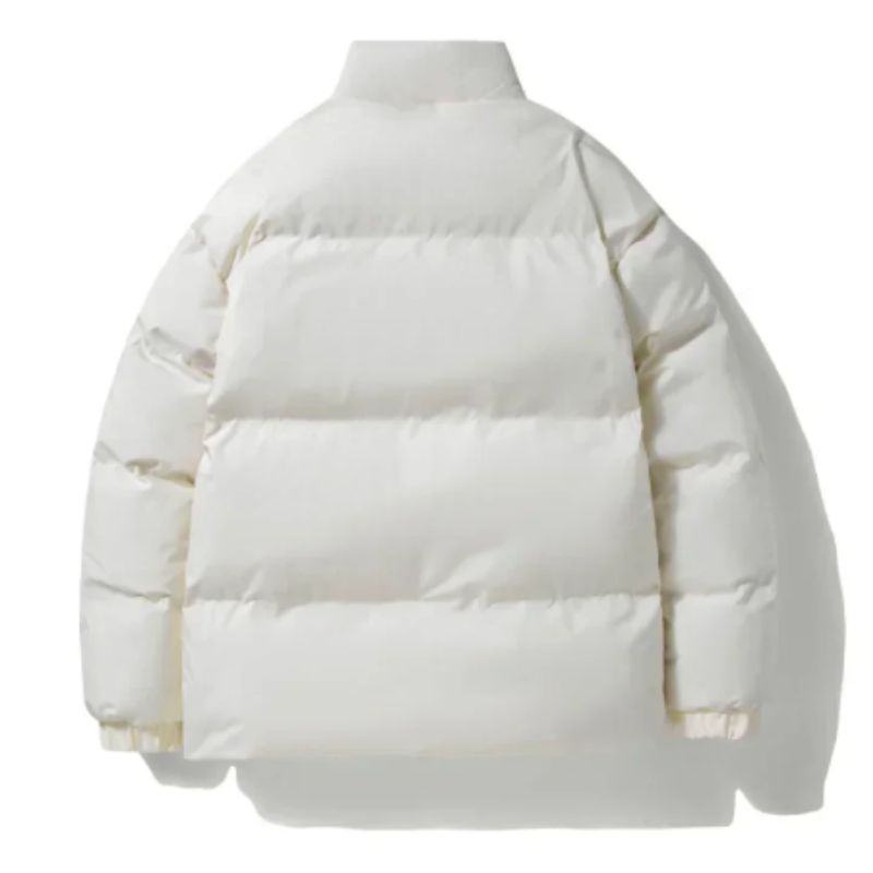 Men's puffer jacket with sherpa lining and stand-up collar