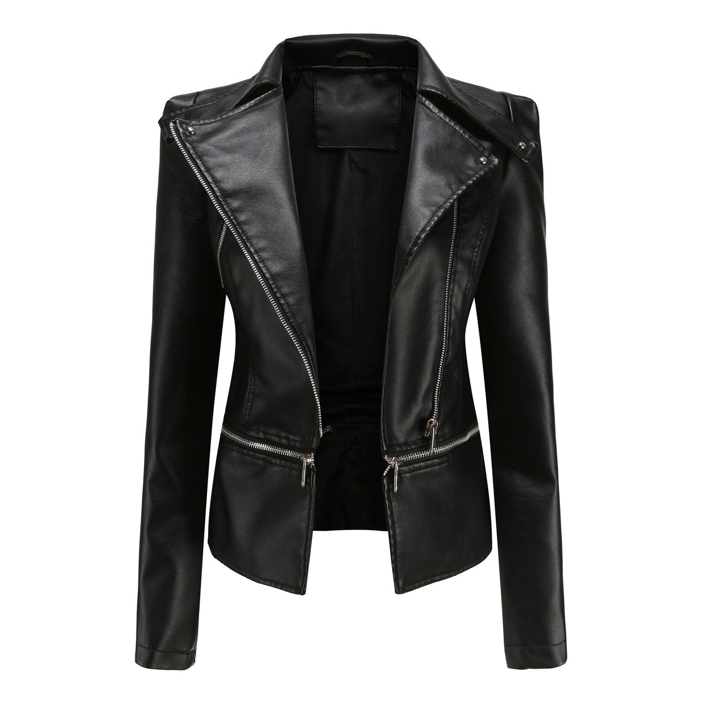 Women - Leather Jacket - Autumn Style with Detachable Hem - Trendy Fall Outerwear