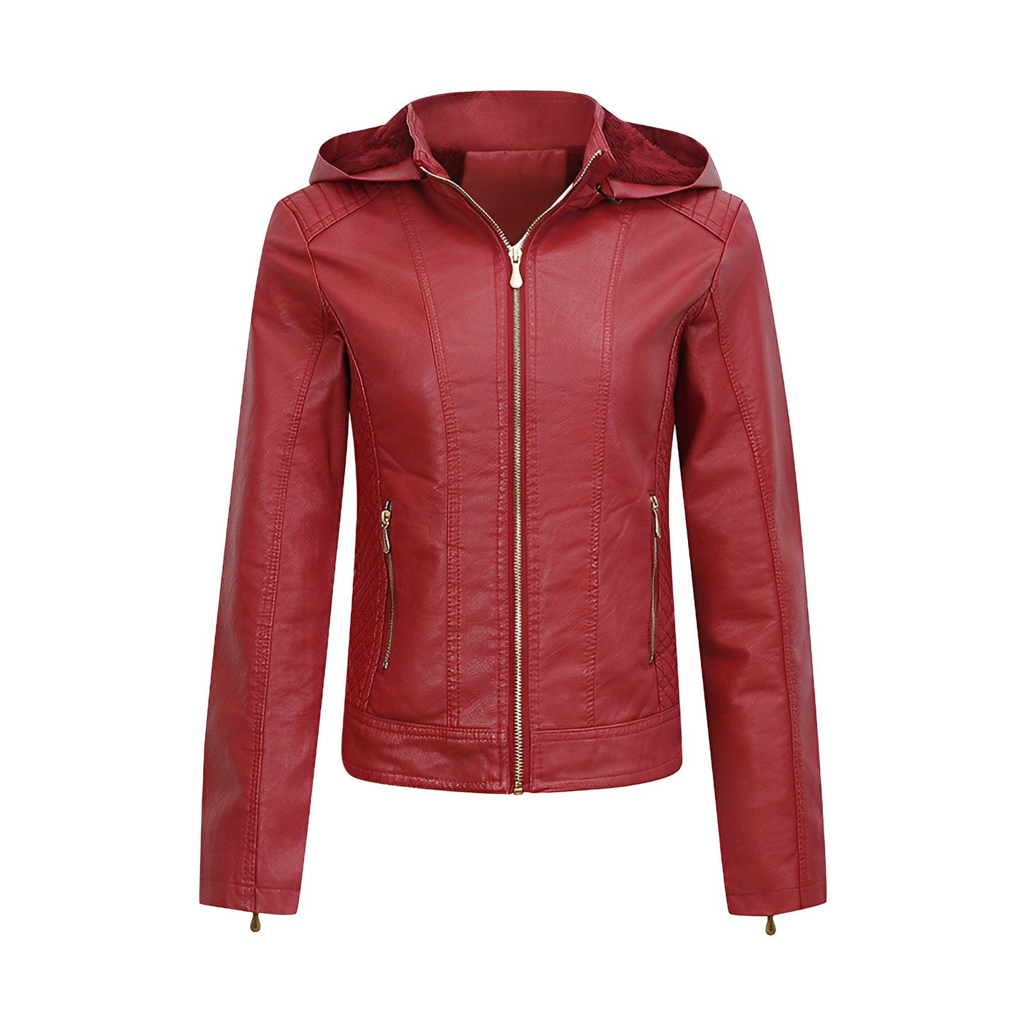 Women’s Slim Fit Leather Jacket with Zipper - Stylish and Comfortable Outerwear - Perfect for Every Occasion