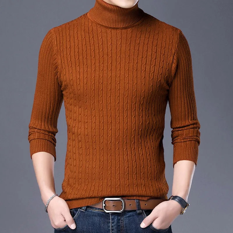 Elegant turtleneck jumper with cable pattern