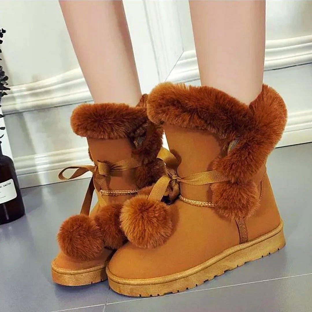 Women - Winter Boots - Elegant Pompon Design - Warm & Stylish Cold Weather Footwear