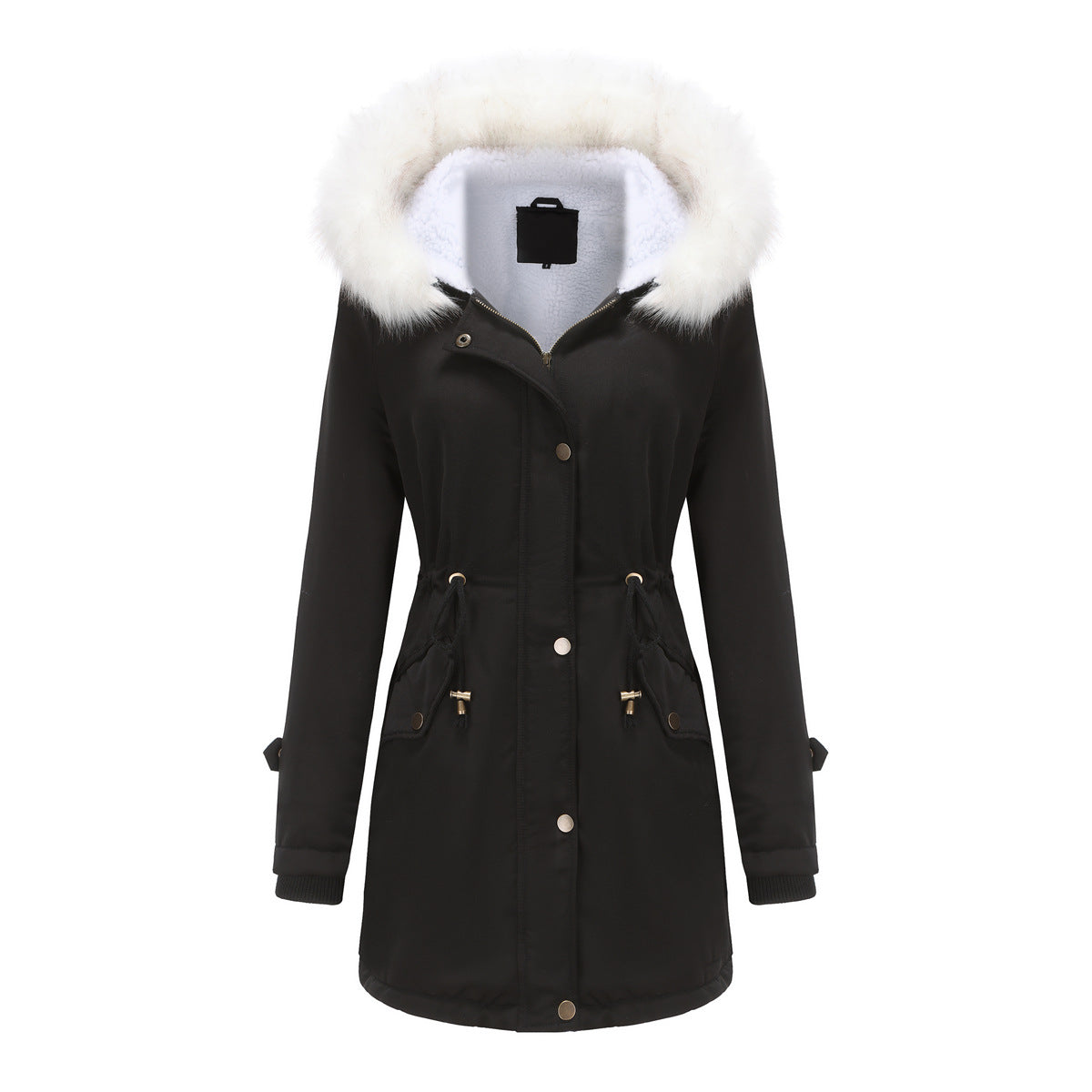 Women - Winter Parka Coat - Detachable Fur Collar - Stylish Warm Outerwear for Cold Weather