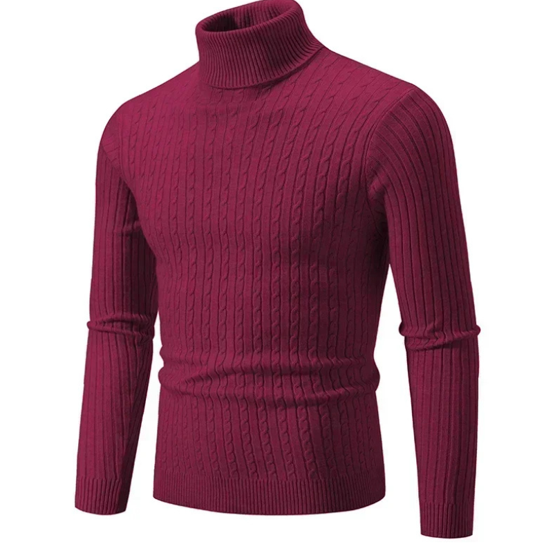 Knitted turtleneck jumper with cable pattern