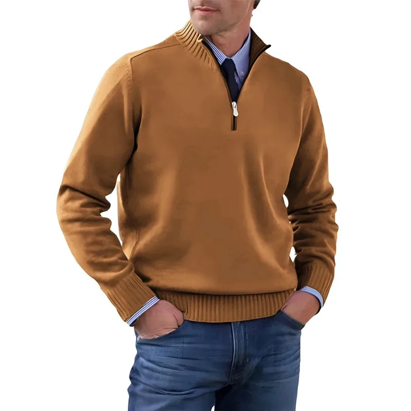 Ribbed collar knitted jumper