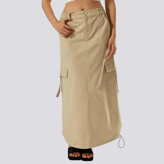 Casual cargo skirt with drawstring and flap pockets