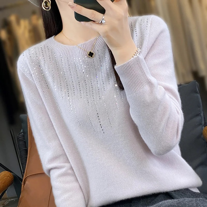 Soft Knitted Ladies Sweater with Sparkling Details