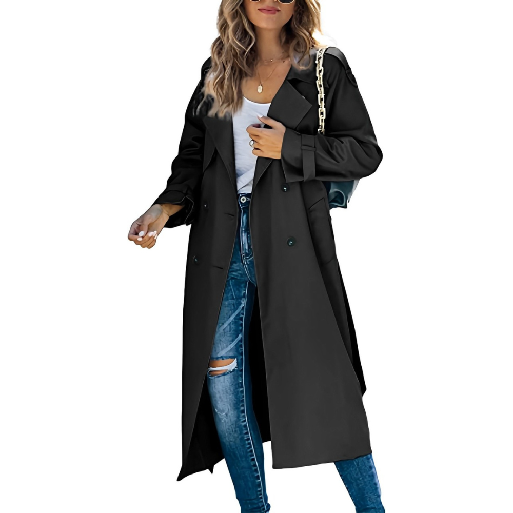 Women's Elegant Trench Coat - Stylish Design with Pockets - Versatile Outerwear for Any Occasion