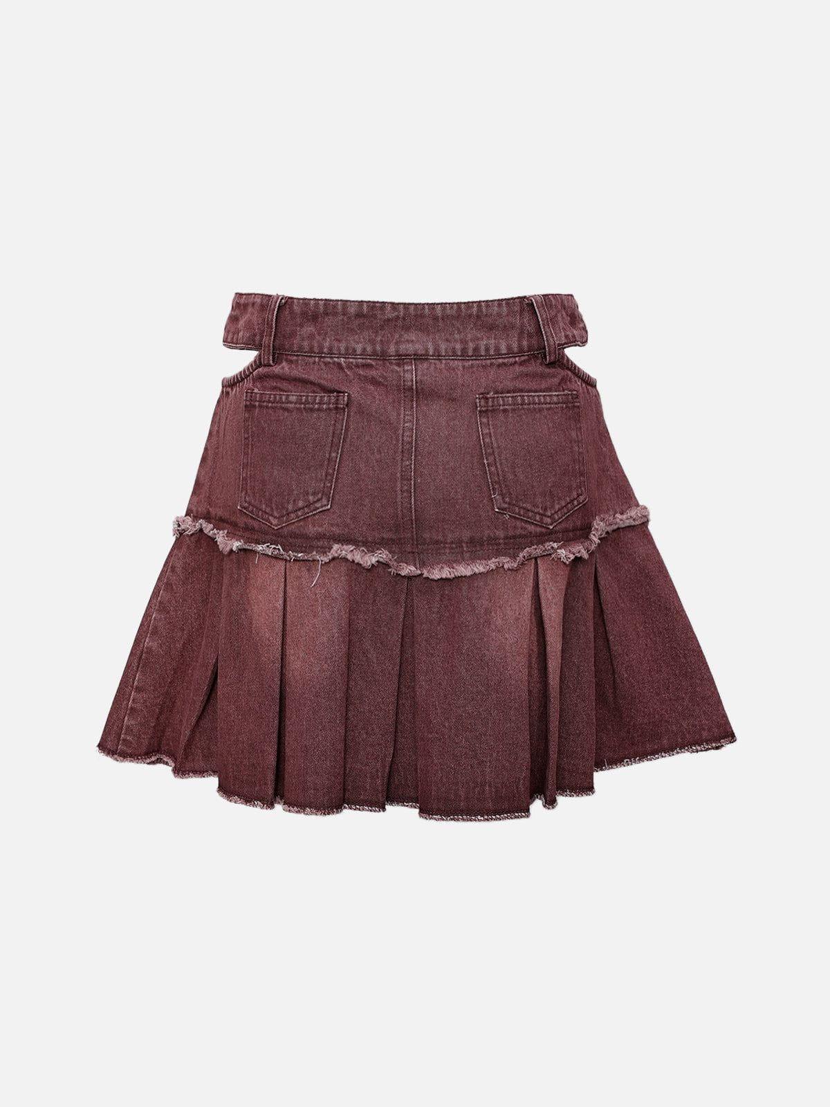 Denim Skirt With Fringes and Pleats