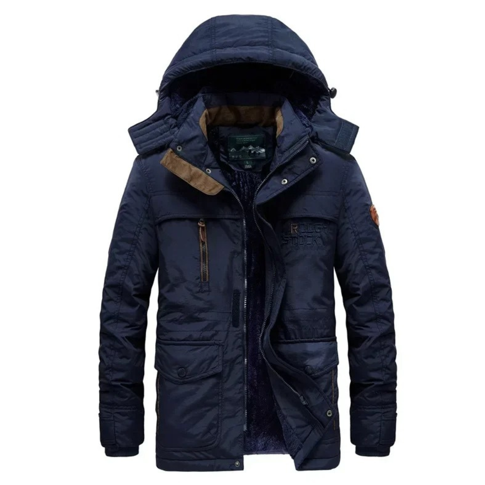 Windproof parka jacket with adjustable hood