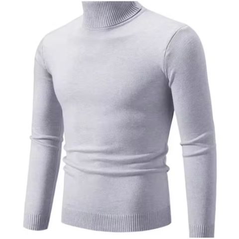 Stylish turtleneck jumper with cable knit pattern