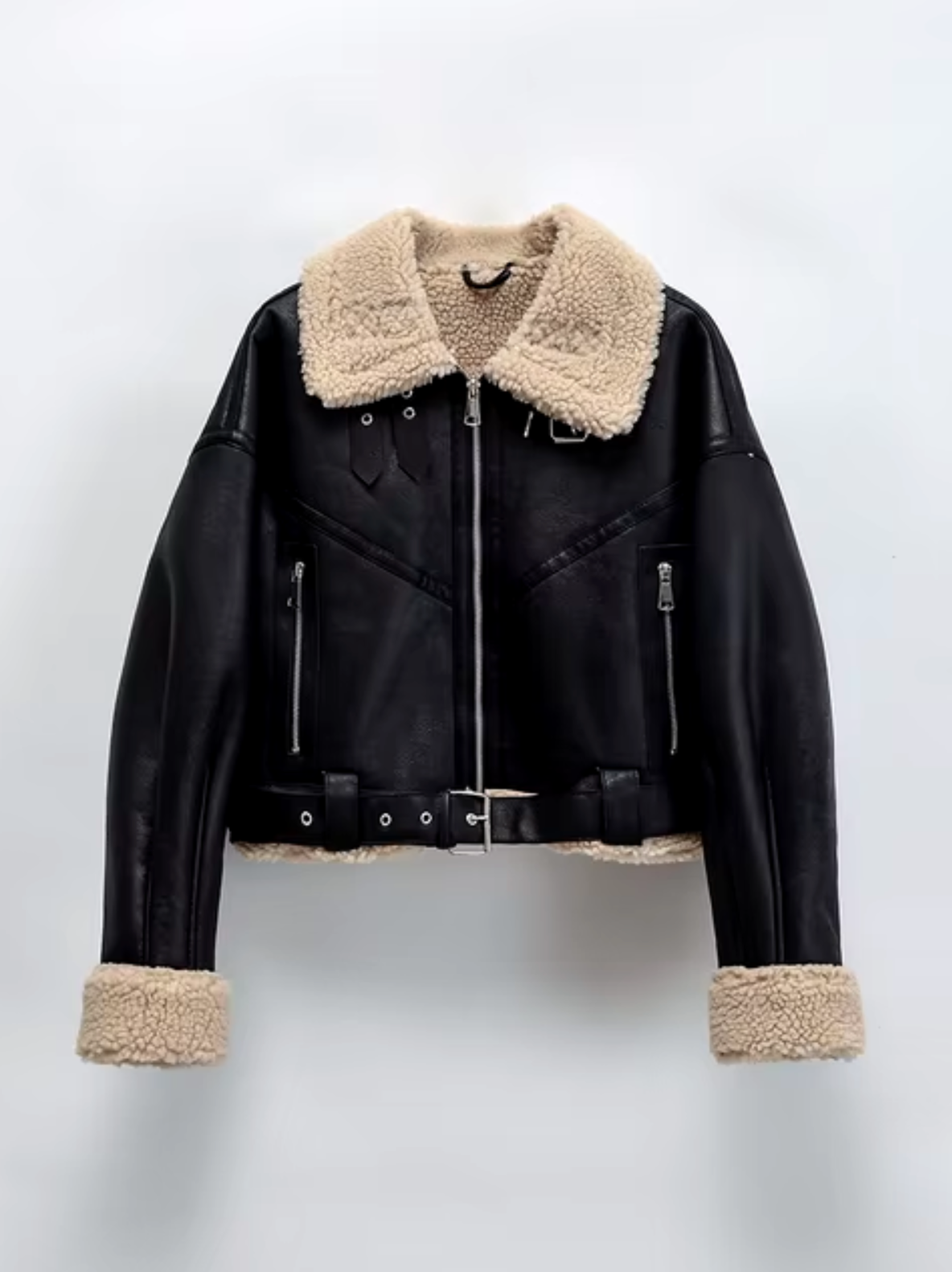 Leather fleece jacket