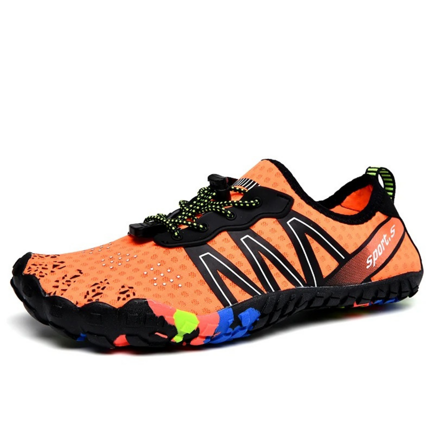 Quick-drying multicoloured barefoot shoes for men with laces