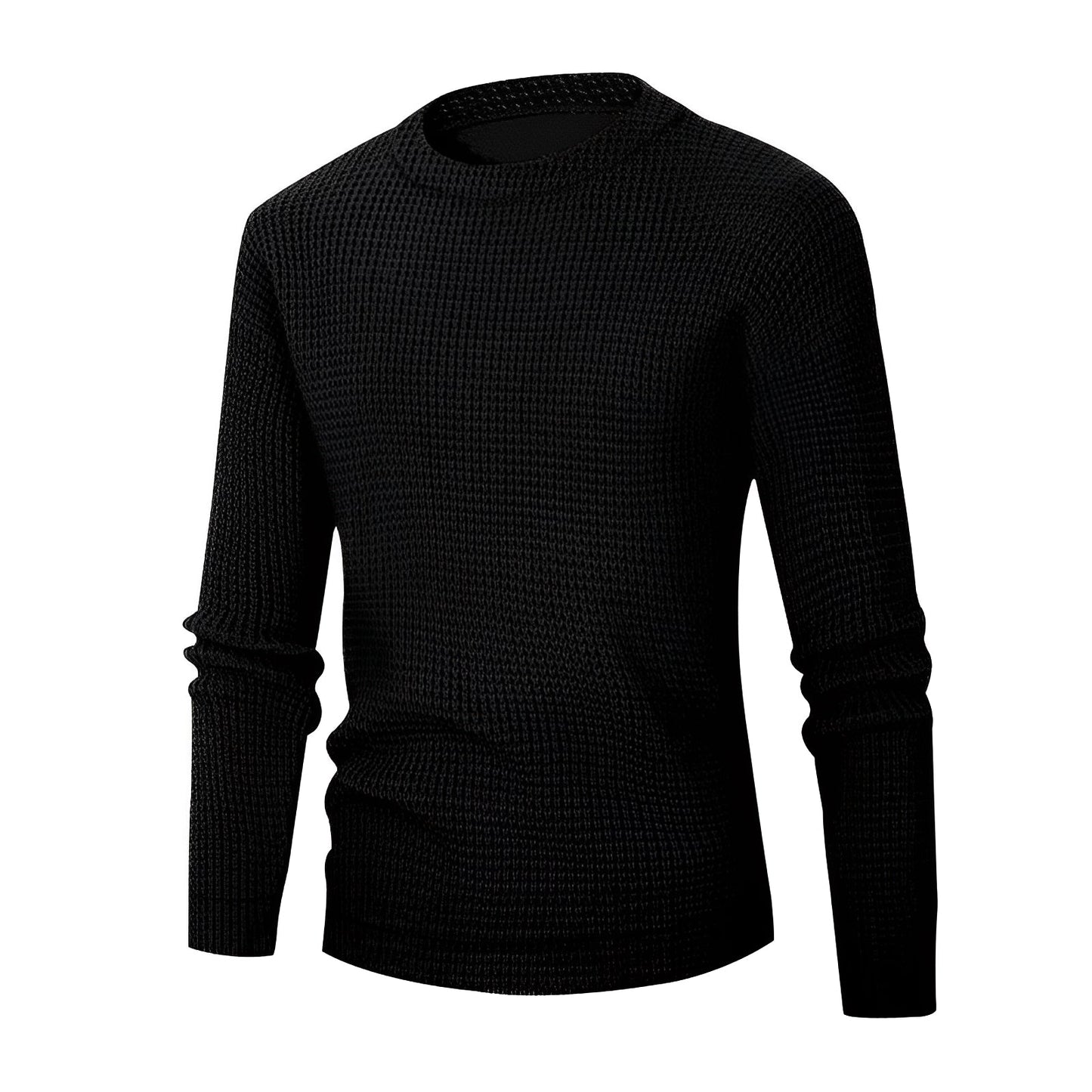 Men's Jumper - Waffle Knit - Round Neck Long Sleeve - Comfortable and Stylish Knitwear