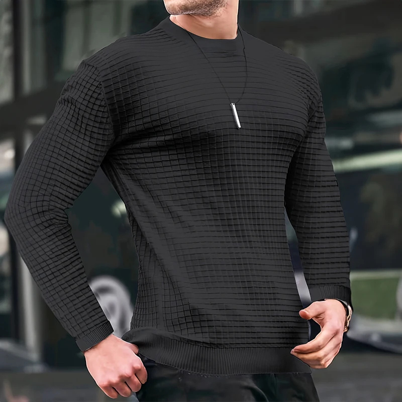 Men's with structure, round neck slim fit jumper