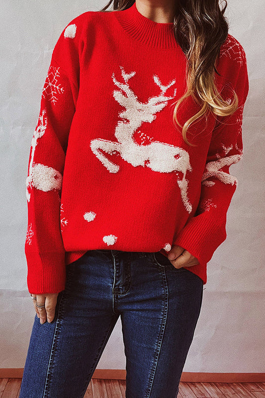 Women - Knitted Jumper - Bright Red - Cozy, Stylish Knitwear for Every Occasion