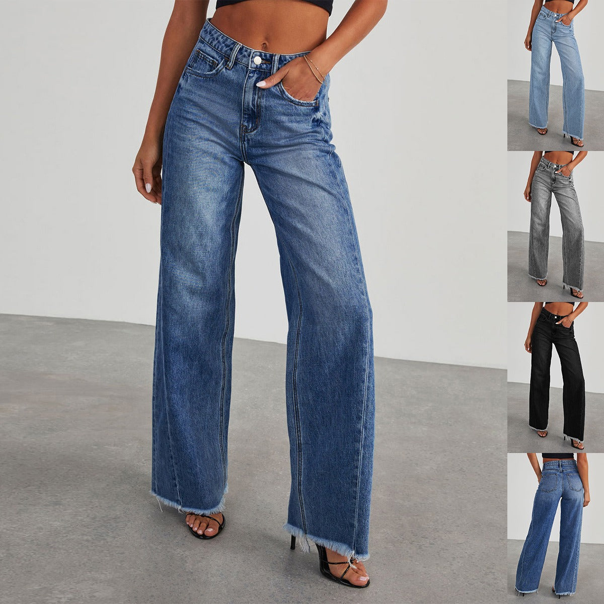 Women - Wide Leg Jeans - High Waisted, Trendy Denim - Stylish & Comfortable Fashion Pants