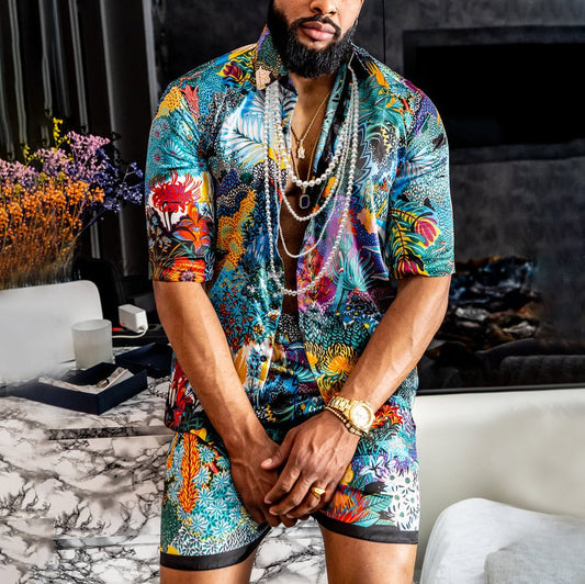 Relaxed Shorts suit in flowered