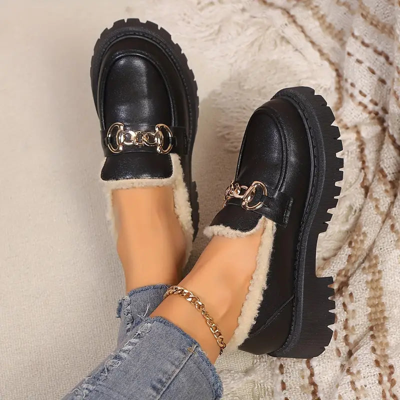 Women - Chain Loafers - Stylish Cotton - Trendy Casual Footwear for Every Occasion