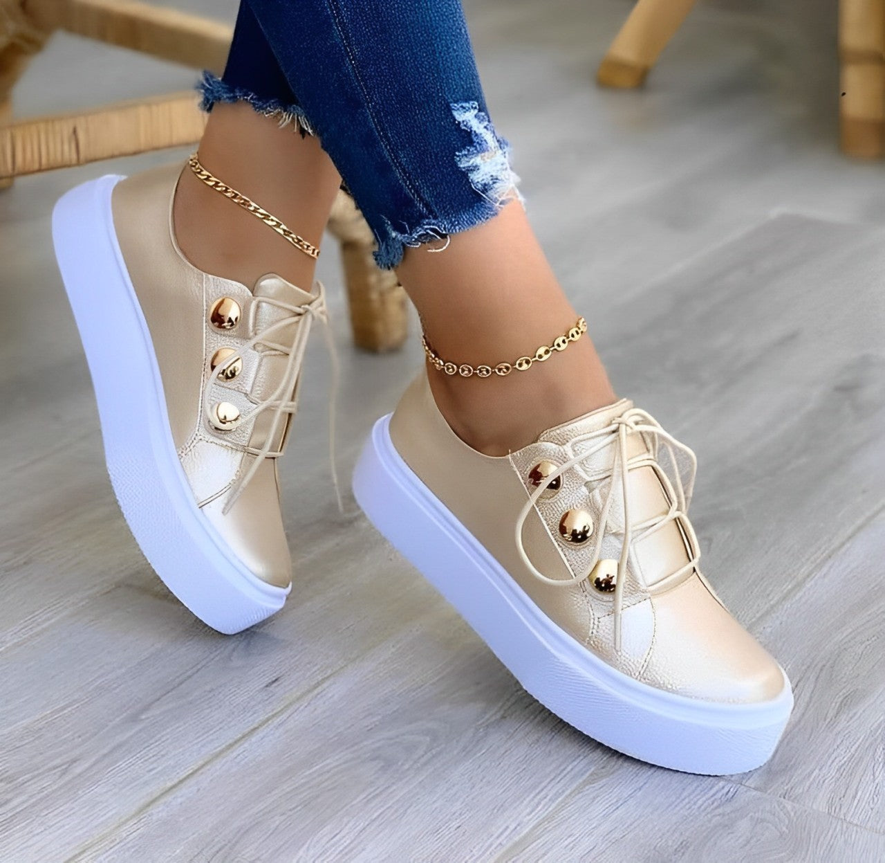 Vulcanised canvas platform sneakers