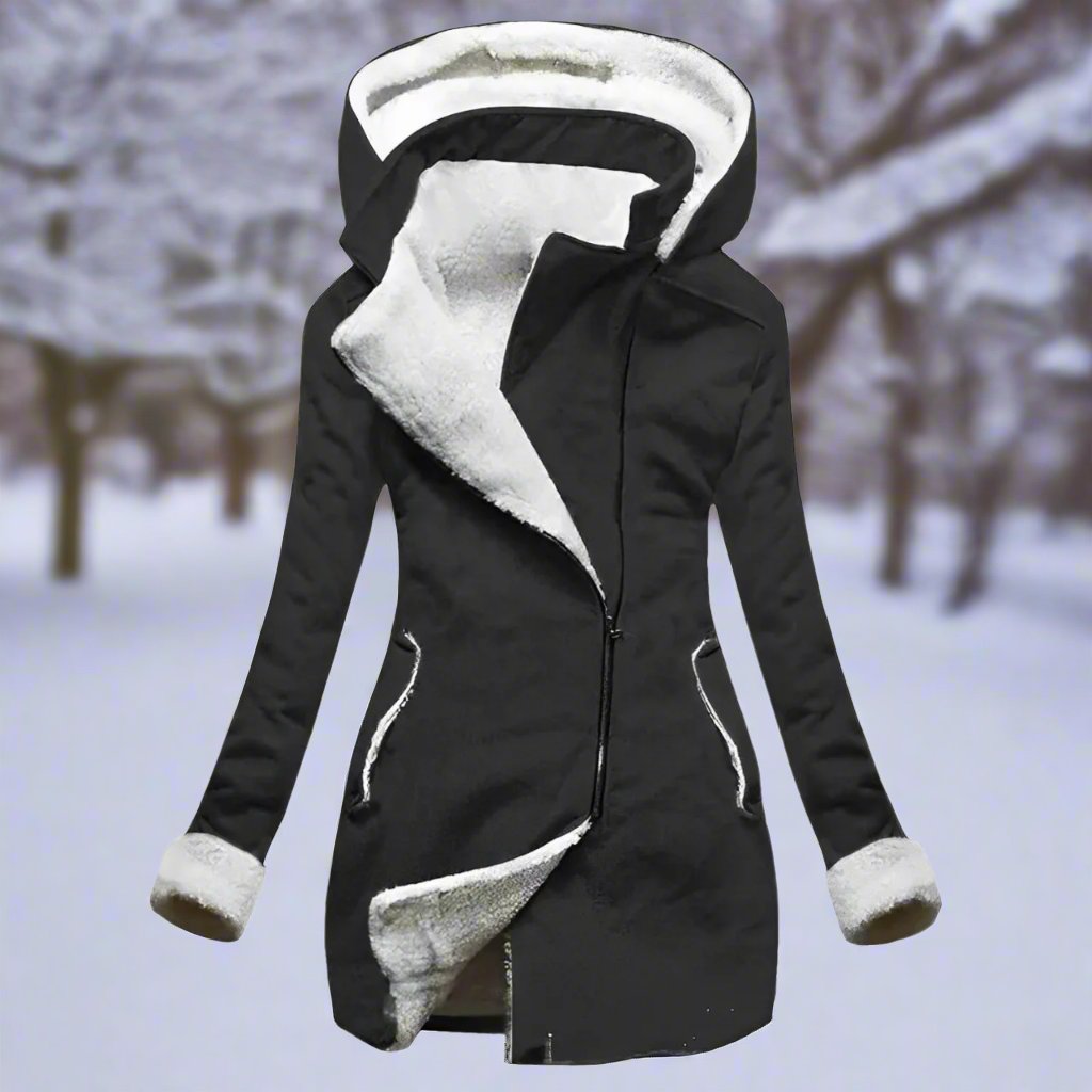 Women’s Warm Hooded Jacket - Cozy Fabric with Pockets - Stylish Winter Outerwear