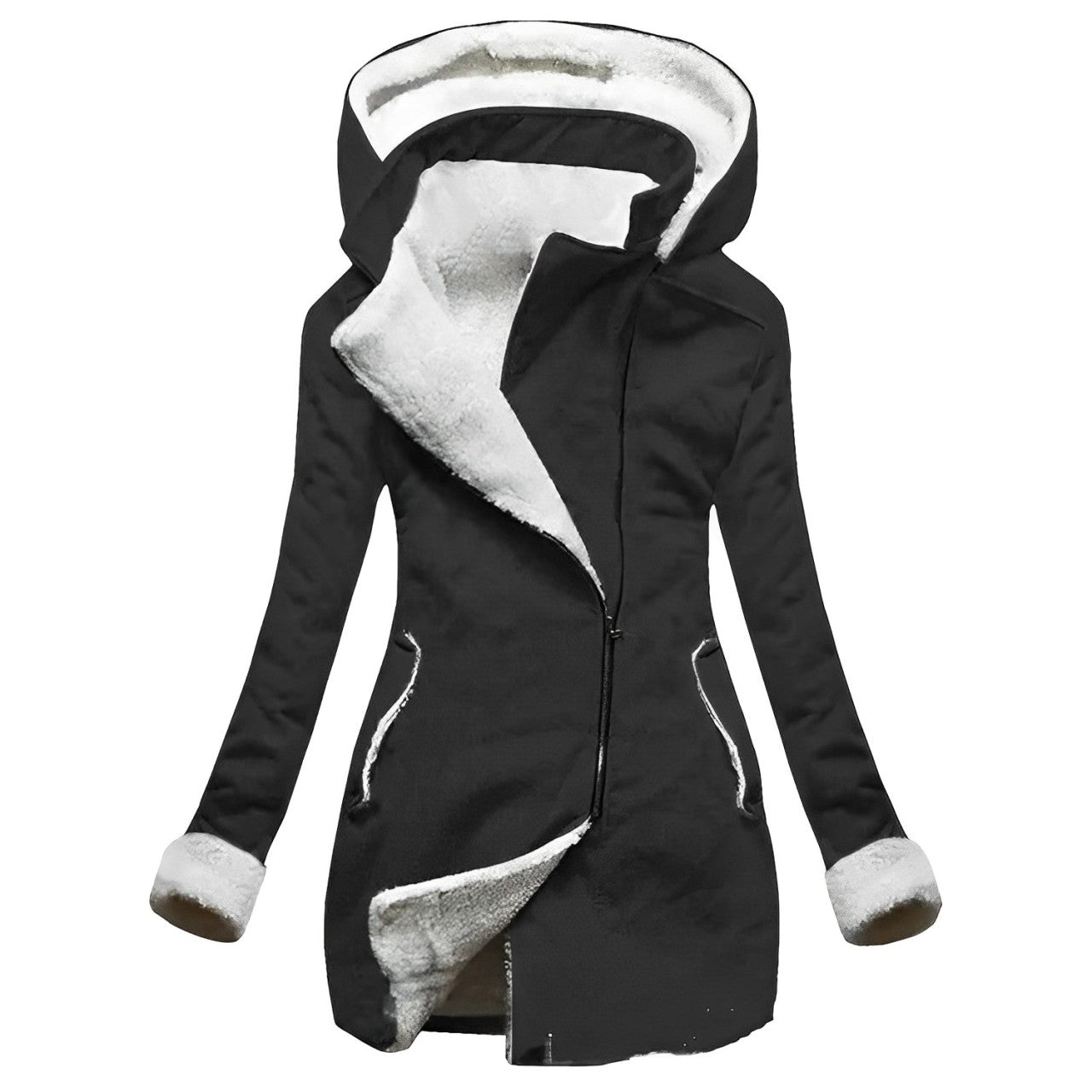 Women’s Warm Hooded Jacket - Cozy Fabric with Pockets - Stylish Winter Outerwear