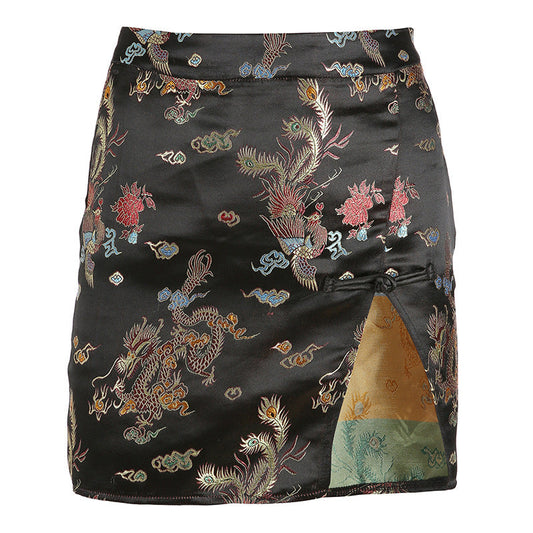 Foreign Trade Women Chinese Style Retro Embroidery Skirts