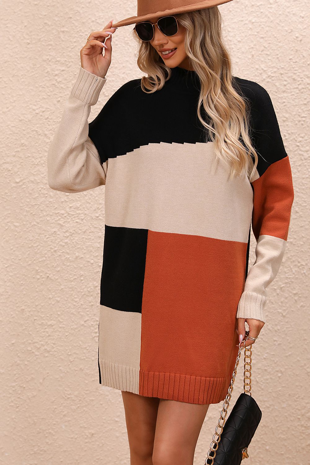 Colour Block Sweater Dress