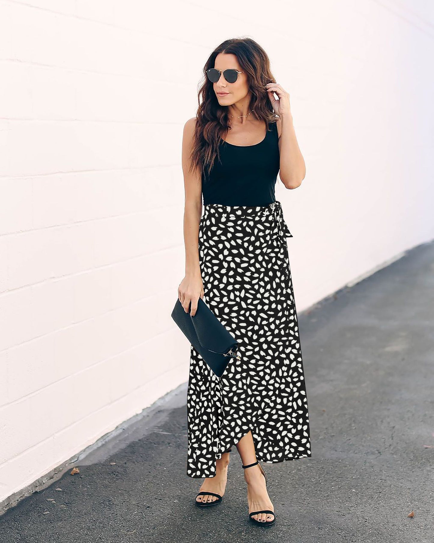 Leopard pattern long loose skirt