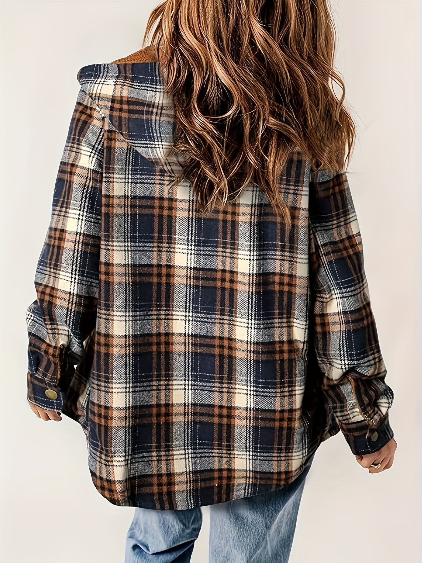 Women - Urban Jacket - Checked Pattern with Zip Fastening - Stylish Outerwear for Everyday Wear