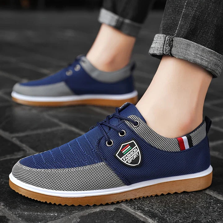 Blue canvas sneakers