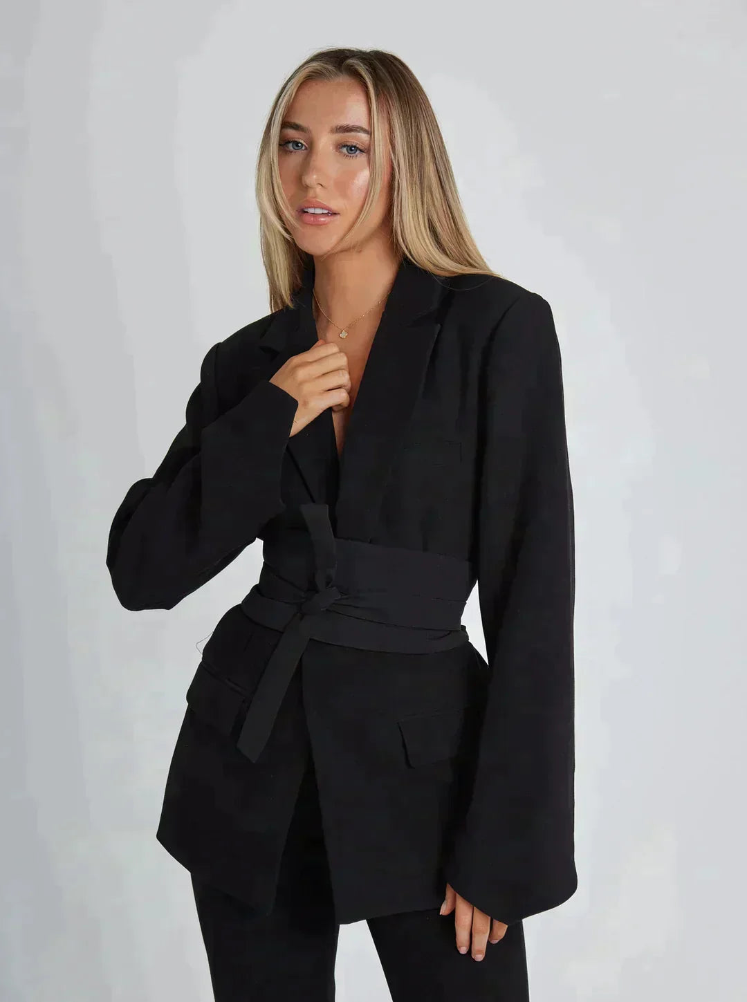 Women - Blazer - Stylish Belted Design - Elegant Ladies Blazer for Chic Outfits