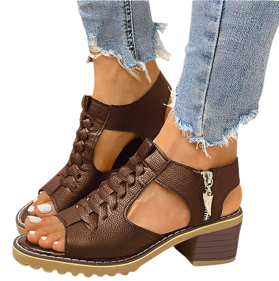 Strappy sandals with zip fastening