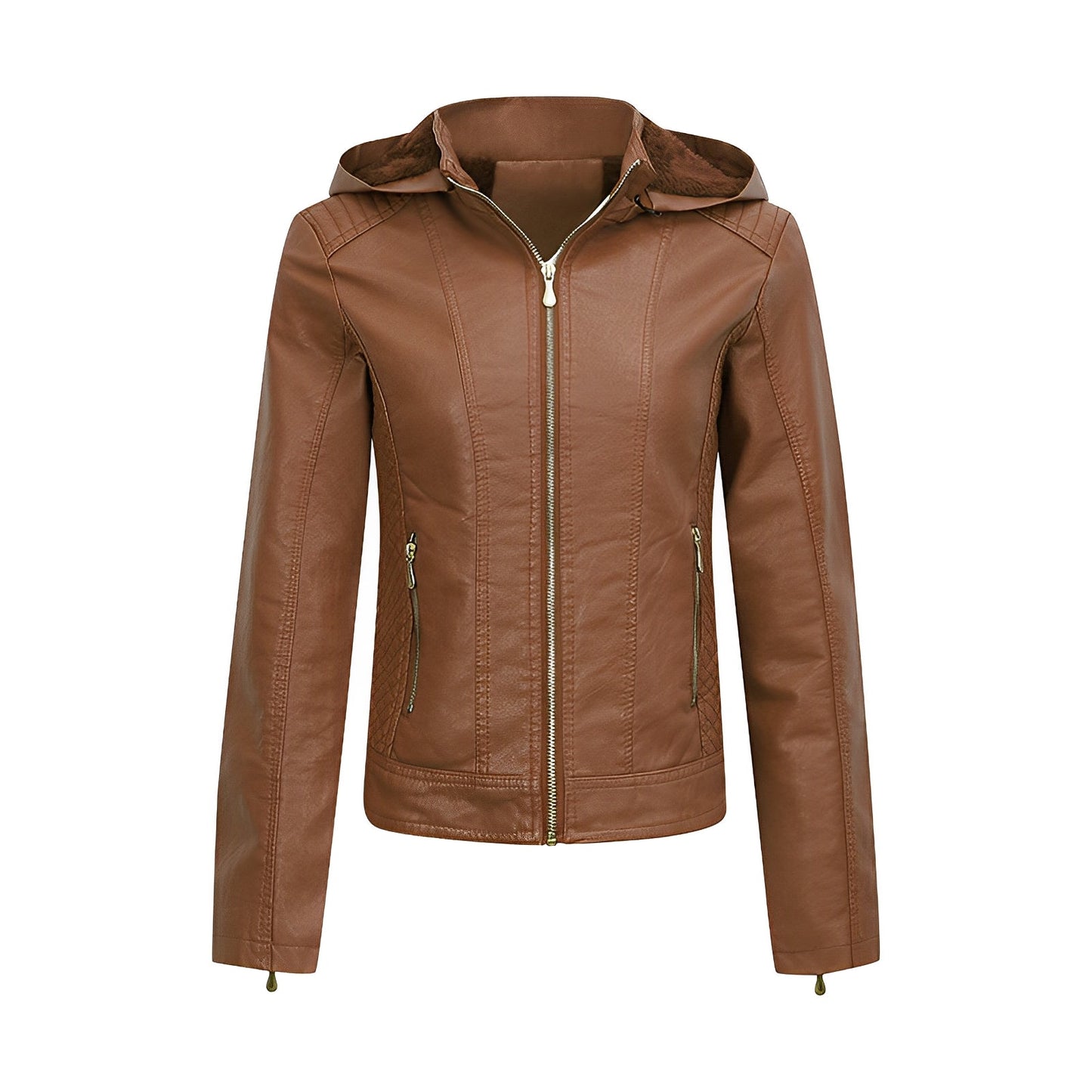 Women’s Slim Fit Leather Jacket with Zipper - Stylish and Comfortable Outerwear - Perfect for Every Occasion