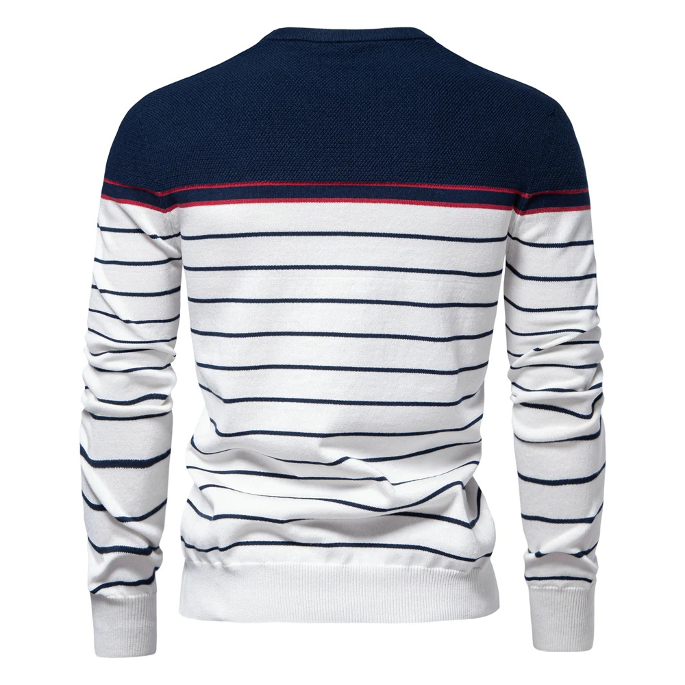 Striped round neck men's jumper in nautical style