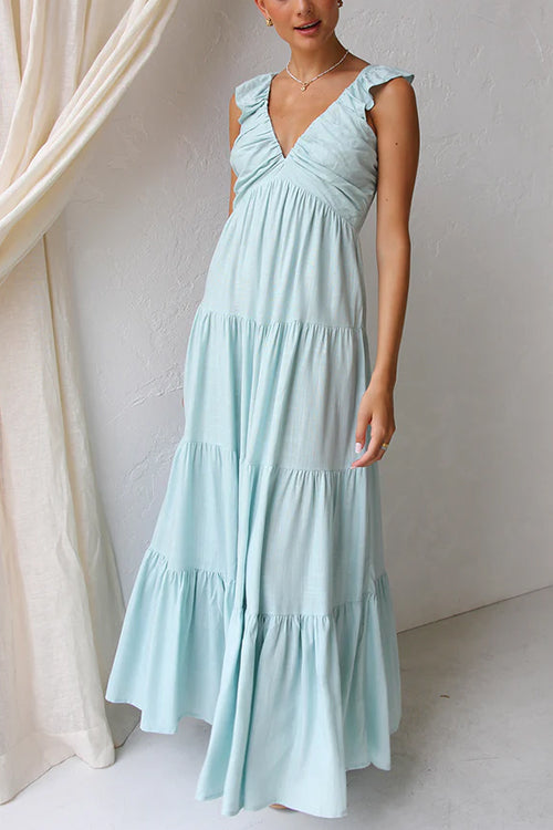 V-Neck Linen Maxi Dress