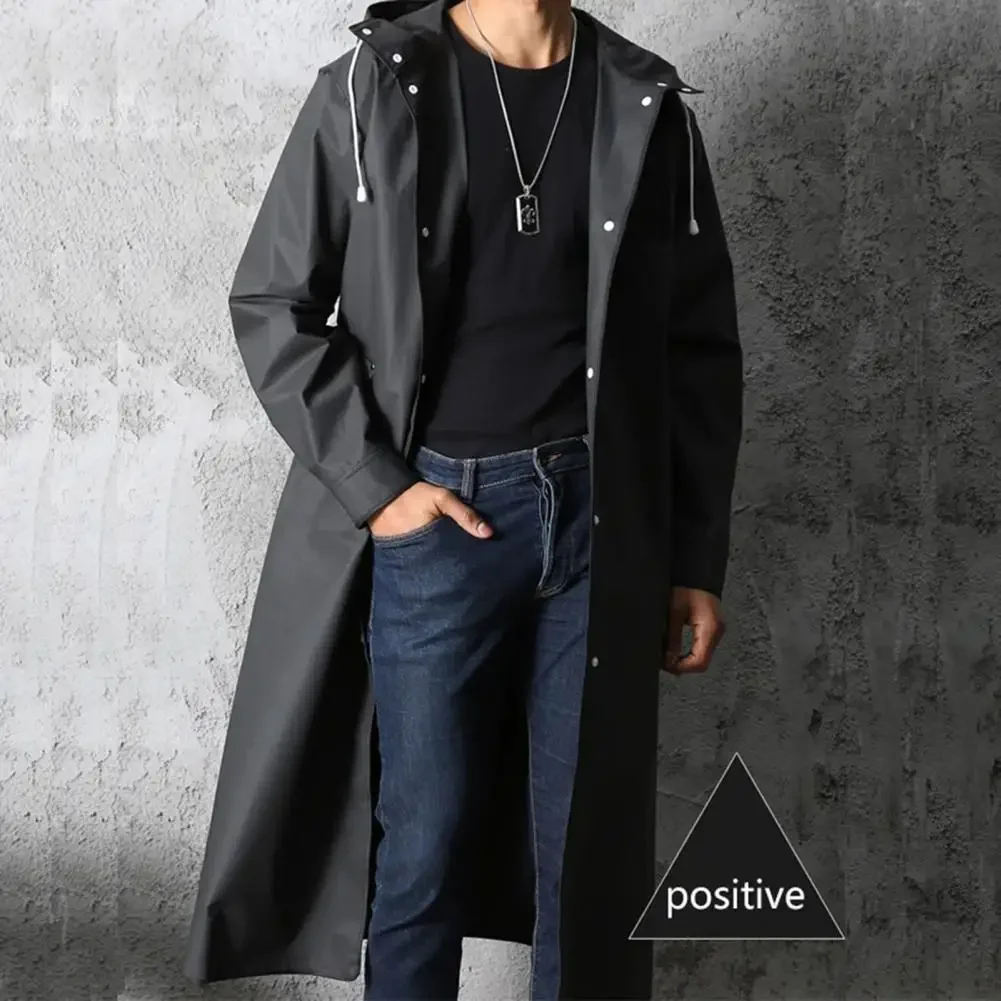 Men's mackintosh long waterproof with hood and pockets