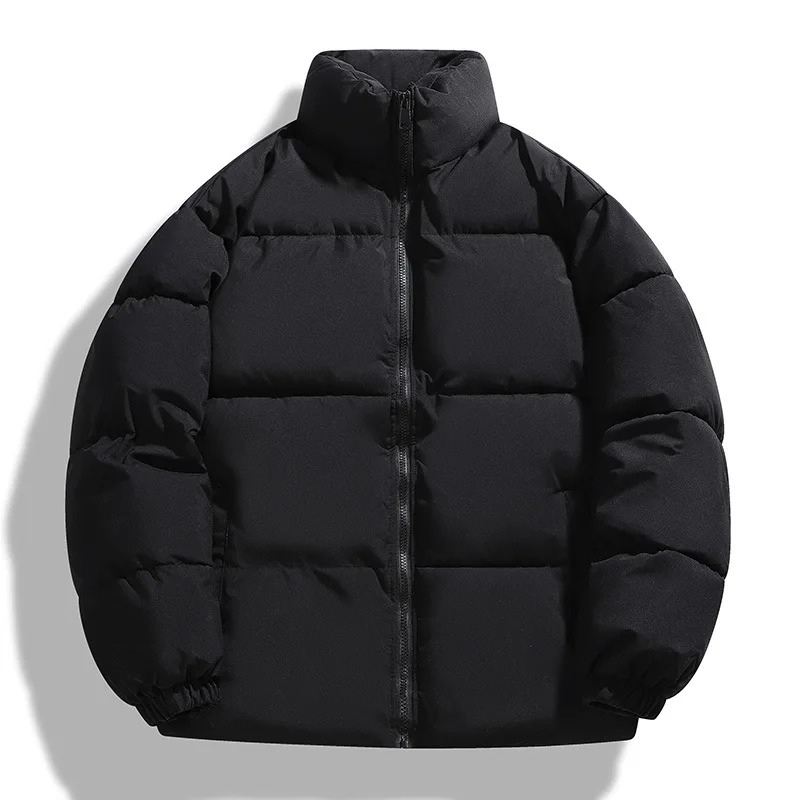 Robust men's puffer jacket with stand-up collar and side pockets